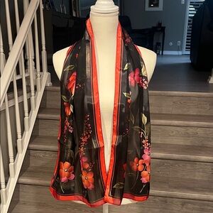 Floral Black and Red Scarf